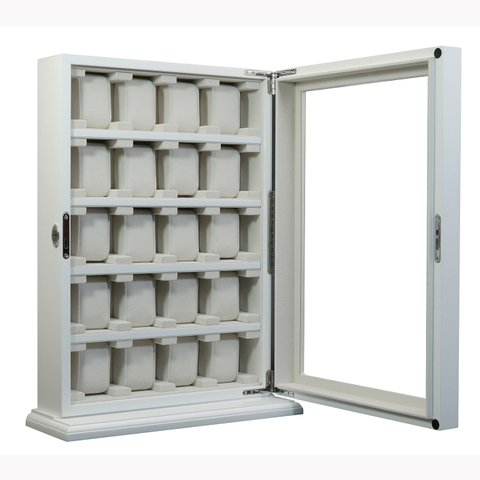 Sonny 20 Slots Vertical Wooden Watch Display Box White Watch Cabinet