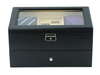 12 Slots Black Pu Leather Tie & Belt Display Box for Men With Button & Silver Hinges
