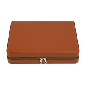 Sonny Custom Luxury Small Travel Brown Leather Backgammon Set