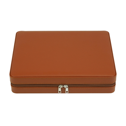 Sonny Custom Luxury Small Travel Brown Leather Backgammon Set