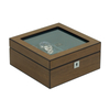 Sonny High End Walnut Wood Watch Box Luxury Mens Organizer Case for 4 Watches Cufflinks Rings Studs Storage
