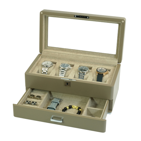 Sonny Custom Wholesale Luxury 4 Slots Wooden Watch Box with Valet Drawer