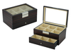 12 Slots Ebony Wooden Tie & Belt Display Box for Mens Accessories Storage Case with Glass Top