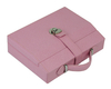 Sonny 2023 New Fashion Portable Handbag Shaped Design Fabric Covered Wooden Jewelry Box Lovely Pink for Girl Women