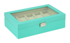 New on The Shelf Azure Color High Popularity Wooden Jewelry&watch Organizer Display Box with Top Window Best Gift for Men