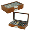 Sonny New Design Mens Mahogany Wood Watch Box Organizer with for 6 Watches + 8 Watch Bands