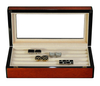Sonny 16 Pairs Glossy Cherry Wood Glass Top Cufflinks Display Storage Box