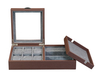Sonny Custom Brown PU Leather Mens Valet Tray Desk Organizer for 6 Watches Cufflinks Sunglasses Phone