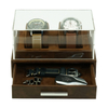 Sonny New Design Brown Leather Men 2 Watch Display Box Case with Drawer
