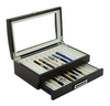 Box for Pen Luxury Ebony Wood with Drawer for 20 Fountain Pens Packaging Holder Box