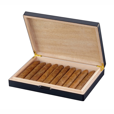 Sonny Custom Logo 10 CT Gloss Finish Carbon Fiber Wooden Cigar Humidor Box