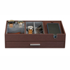 Sonny Custom 2 Layer Large Brown PU Leather Mens Valet Tray Desk Organizer for Watch Phone Cufflinks Pen