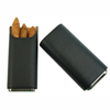 Sonny Premium Portable Travel 3 Finger Black Leather Cedar Wood Lined Cigar Carrying Case