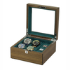 Sonny 2023 New Arrivals High End 4 Slots Walnut Veneer Wood Watch And Cufflinks Packaging Box Glass Top Jewelry Display Box