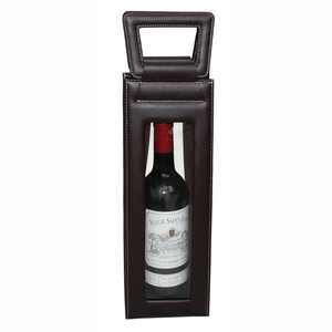 Sonny Custom Portable Brown Leather Gift Box Packaging for Single Red Wine Bottle