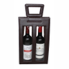 Sonny Custom Portable Brown Leather Gift Box Packaging for 2 Red Wine Bottles