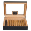 Sonny Custom 20 CT Black OAK Veneer Wooden Cigar Humidor Box with Glass Display Top