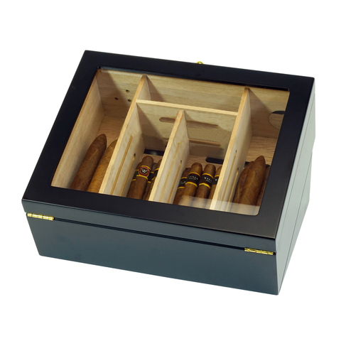 Sonny Custom Wholesale Black Wooden Cigar Display Humidor Box for Cigar Bar