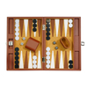 Sonny Custom Logo Deluxe 13 In Brown Leather Backgammon Set