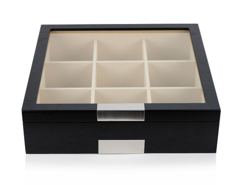 Personalized 9 Tie Display Case Black Wooden Storage Box for Men Gift Box