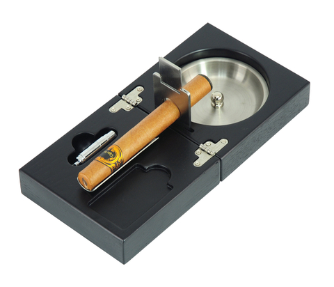 Sonny Wooden Folding Ashtray OAK Black High Quality Cigar Ashtray Custom Logo