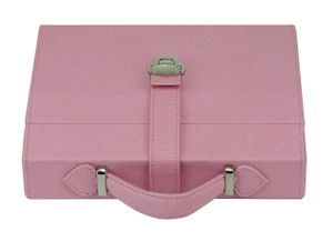 Sonny 2023 New Fashion Portable Handbag Shaped Design Fabric Covered Wooden Jewelry Box Lovely Pink for Girl Women