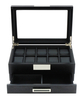 Sonny Mens Valet Desktop Black Wood 10 Watches Accessories Tools Box Watch Box Wood with Drawer