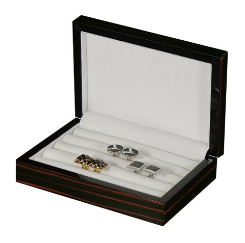 Sonny Ready TO Ship Low MOQ Customized Logo And Color Wood Ring Box 16 Pairs High Gloss Wooden Cufflinks Box