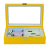 Sonny Hot Selling Custom Products Yellow Wooden Watch Tie Cufflink Storage Display Case for Men Gift