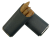 Sonny Premium Portable Travel 3 Finger Black Leather Cedar Wood Lined Cigar Carrying Case