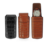 Sonny Black Real Leather Single Travel Watch Case Croco Pattern Black Watch Pouch