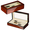 Sonny 16 Pairs Glossy Cherry Wood Glass Top Cufflinks Display Storage Box