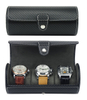 Sonny Hand made Black 3 Watches Travel Leather Watch Roll Case