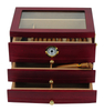 Sonny Large Humidor Wooden Cherry Spanish Cedar Cigar Cabinet Box with 3 Layer Drawers