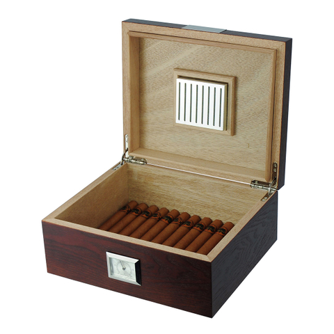 Wooden Cigar Humidor Storage Box for 25-50 Cigars Holders Keeping Cigar Humidity Cabinet Antique