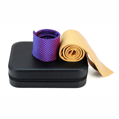 Sonny Custom Black Leather Mens Tie Box Packaging Organizer
