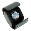 Sonny Custom Logo Black Leather Single Travel Watch Roll Case with Fixable Pillow