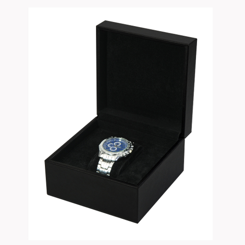 Sonny Dark Blue / Black Leather Box for Watch Cheap Single PU Watch Packaging Box with Logo Custom
