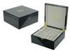 Personality Custom Bronzing Logo Wood Black High Glossy Double 50 Slots Jewelry Case for Cufflink Ring Earring Collction