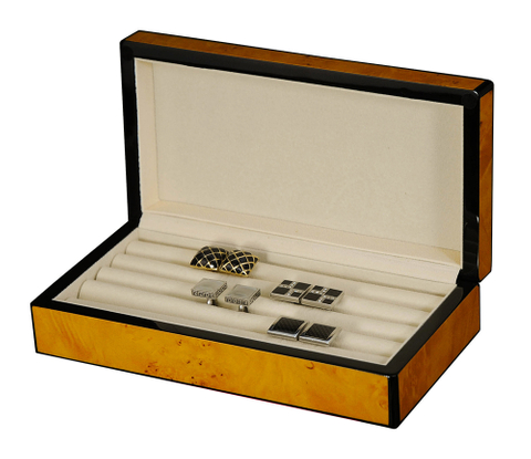 Sonny Latest Custom Design Mapa Color Wooden 16 Pairs Cufflink Box with Velvet Lining Best Gft for Men 