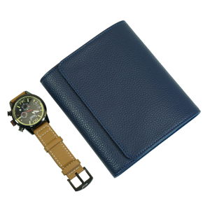 Sonny Custom Wholesale Portable Travel Blue Leather Double Watch Pouch Case Bag
