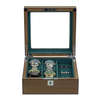 Sonny High End Walnut Wood Watch Box Luxury Mens Organizer Case for 4 Watches Cufflinks Rings Studs Storage