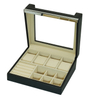 Sonny High Quality Black Leather Jewelry Box Display Organizer for Watch Cufflinks Ring Studs