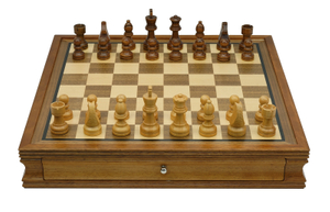 Custom Luxury Indoor 55mm Square Chessboard Wooden Chess Board Game Set with chessman