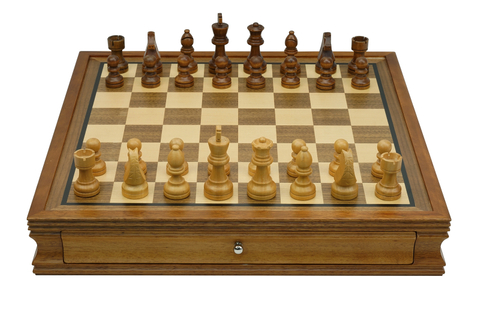 Custom Luxury Indoor 55mm Square Chessboard Wooden Chess Board Game Set with chessman