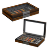 Sonny Custom Glass Top Luxury Ebony Wooden Watch Band Organizer Box for 7 Watch Strap Collection