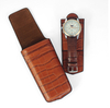 Sonny Black Real Leather Single Travel Watch Case Croco Pattern Black Watch Pouch