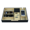 Sonny High End Black Leather Valet Tray Organizer Jewelry Wallet Desk Accessory for Men