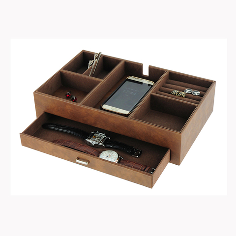 Sonny Nightstand Dresser Organizer Jewelry Valet Tray with Drawer