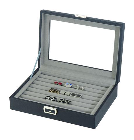 Sonny 2023 New Arrivals High End Business Men Leather Cufflink Box with Top Display Window